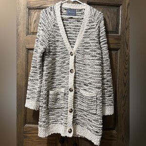 Paper Crane Marled Cream and Black Button-Up Cardigan